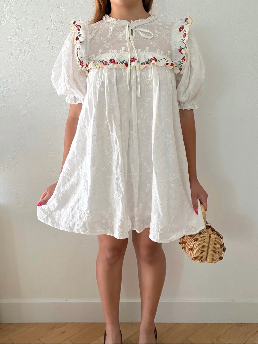 Cider Strawberry Cotton Babydoll Dress sz XS